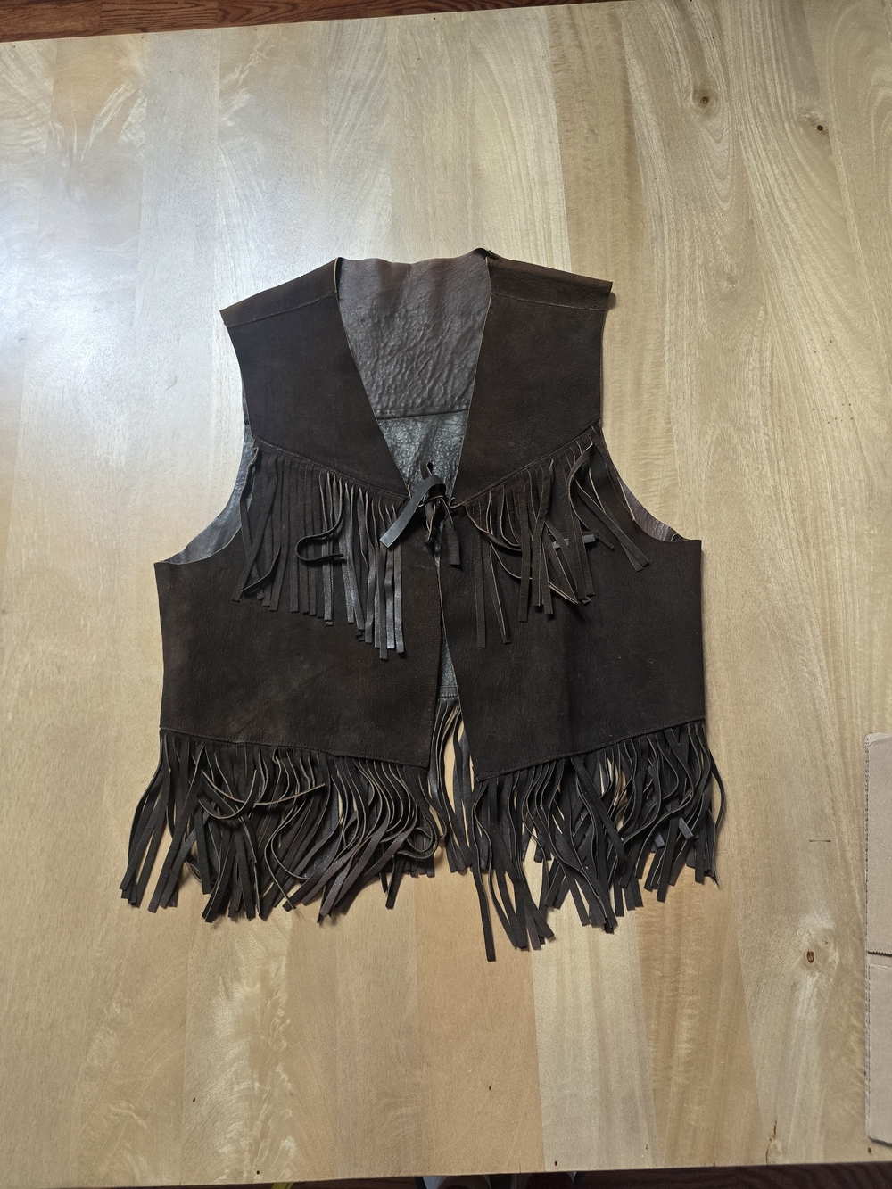True Vintage 70s Western Leather Fringe Cropped Vest BohoBrown Suede Fringe Vest